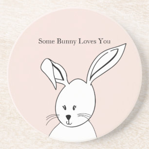 Posavasos Conejo Amor Blanco Rosa Lindo