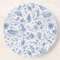 Conejo azul vintage y patrón de flores primavera
