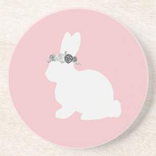 Posavasos Conejo con flores pintando Pascua