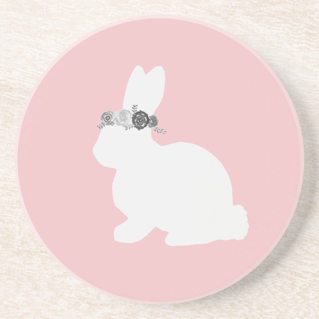 Posavasos Conejo con flores pintando Pascua (Frente)