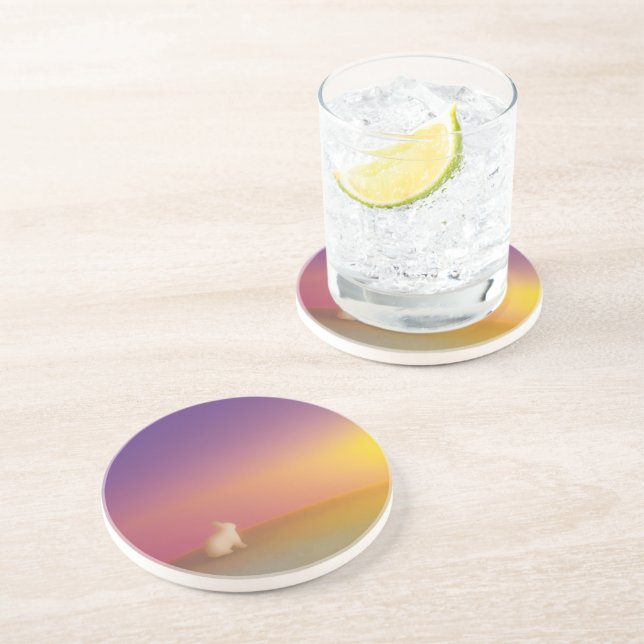 Posavasos Conejo conejo blanco lindo en la colina de Grassy  (Lado)