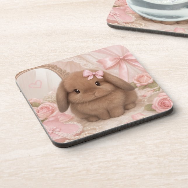 Posavasos conejo coquette rosa (Lado Izquierdo)