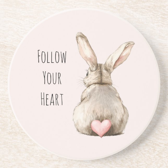Posavasos Conejo Corazón de Conejito Rosado (Frente)