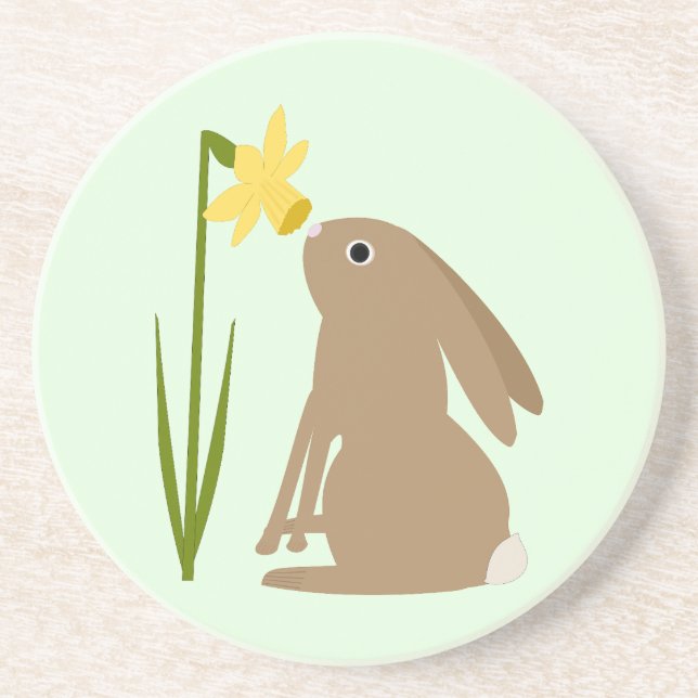 Posavasos Conejo de conejo de pascua y flor de Daffodil (Frente)