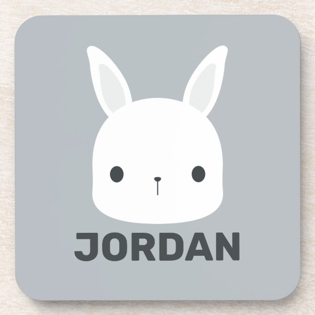 Posavasos Conejo de conejo pequeño y lindo con nombre person (Frente)