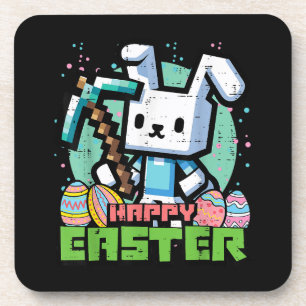 Posavasos Conejo de Pascua Pixel Game Feliz