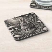 Conejo en un jardín de setas