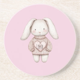 Posavasos Conejo Lindo Dulce Rosa Suéter Corazón Rosa
