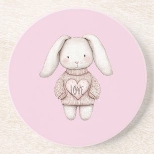 Posavasos Conejo Lindo Dulce Rosa Suéter Corazón Rosa