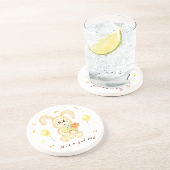 Posavasos Conejo lindo para un ánimo positivo (Lado)