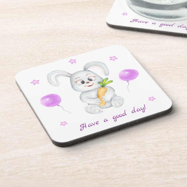 Posavasos Conejo lindo para un ánimo positivo (Lado Izquierdo)