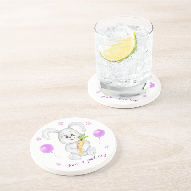 Posavasos Conejo lindo para un ánimo positivo (Lado)