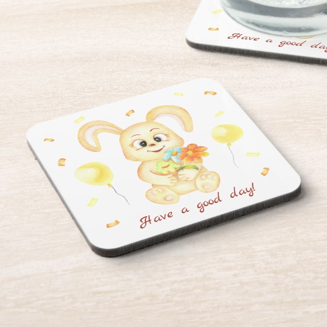 Posavasos Conejo lindo para un ánimo positivo (Lado Izquierdo)