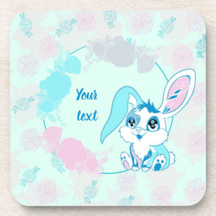 Posavasos Conejo Personalizado Azul Kawaii Lindo