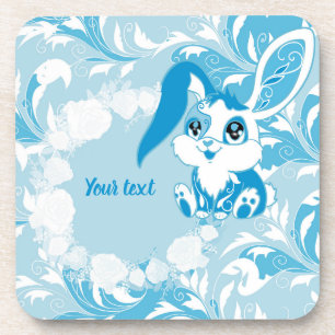 Posavasos Conejo Personalizado Azul Kawaii Lindo