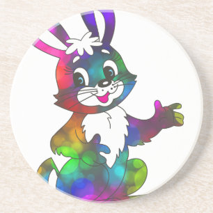 Posavasos conejo psicodélico de Pascua