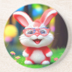 Posavasos Conejo Rojo con Gafas Americanas Cartoon-44244