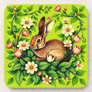 Posavasos Conejo y flores Art Nouveau