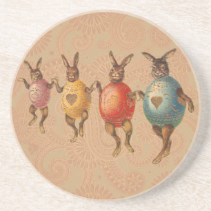 Posavasos Conejos de Pascua Antiguos Bailando con Disfraces