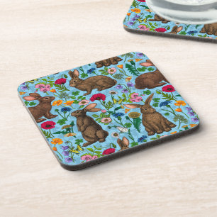 Posavasos Conejos y flores silvestres