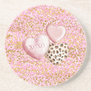 Posavasos Confeti Blanco Dorado Rosa XOXO