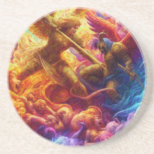 Posavasos Conflicto celestial colorido Pintura abstracta