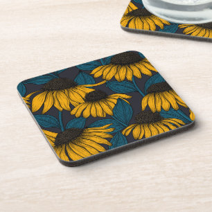 Posavasos Confluencias amarillas en azul oscuro
