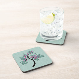 Posavasos Conjunto de 6 árboles florales elegantes verdes + 