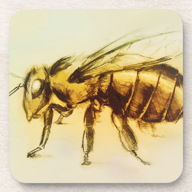 Posavasos Conjunto de 6 gallos de abejas amarillas (Frente)