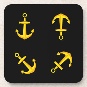 Posavasos Conjunto de anclaje de barco de oro del personaliz
