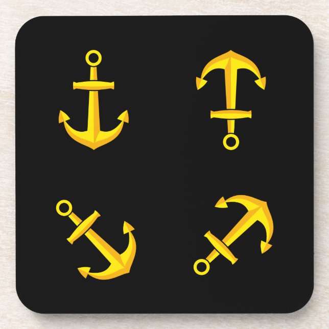 Posavasos Conjunto de anclaje de barco de oro del personaliz (Frente)