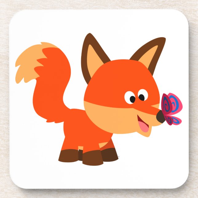 Posavasos Conjunto De Astilleras De Zorro Y Mariposa De Pers (Frente)