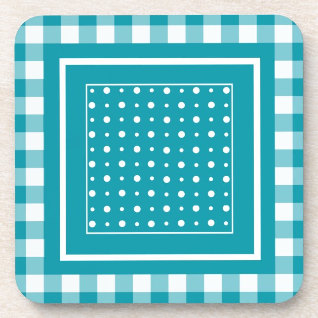 Posavasos Conjunto de Astras, puntos de Gingham y Polka Verd (Frente)