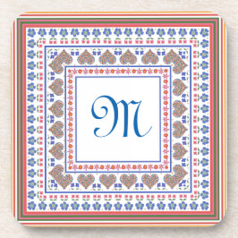 Posavasos Conjunto de bordes de estilo de arte folclórico