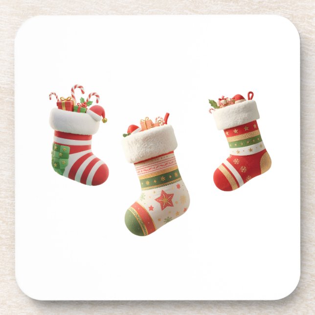 Posavasos Conjunto de calcetines de Navidad – Diseños de cal (Frente)