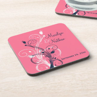 Posavasos Conjunto de escayola Boda floral blanco rosado de 