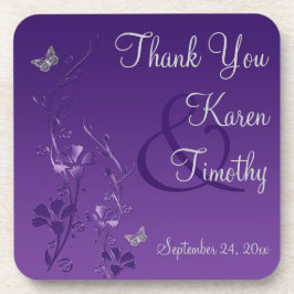 Posavasos Conjunto de escayola de Boda floral morado gris (6