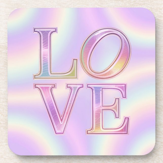 Posavasos Conjunto de escayola de lavanda rosada de amor irl (Frente)