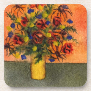 Posavasos Conjunto de escayola floral "Yellow Vase"