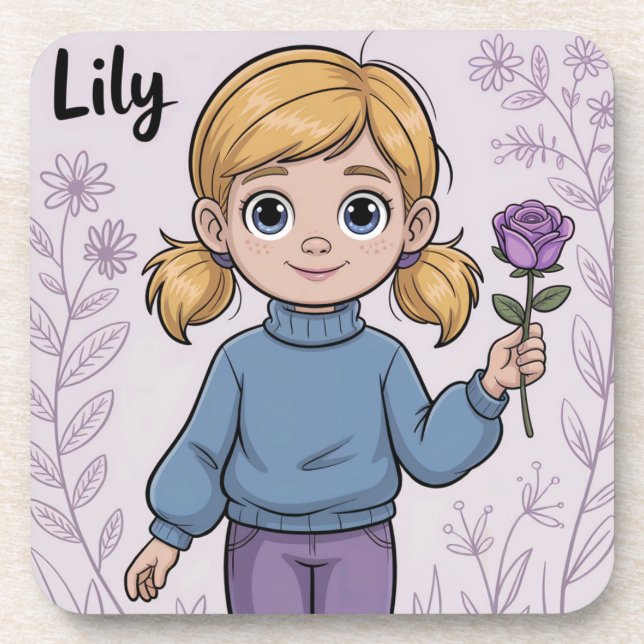 Posavasos Conjunto de escayola plástica Rosa de lavanda de C (Frente)