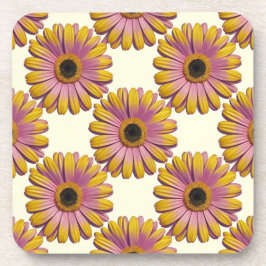 Posavasos Conjunto de escayola rosada de margaritas amarilla