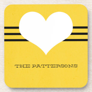 Posavasos Conjunto de escoria de corazón amarillo moderno