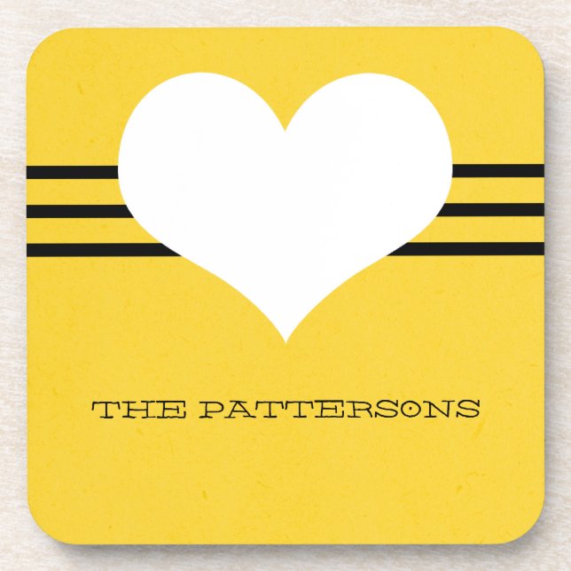 Posavasos Conjunto de escoria de corazón amarillo moderno (Frente)