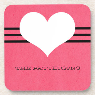 Posavasos Conjunto de escoria de corazón moderno rosa