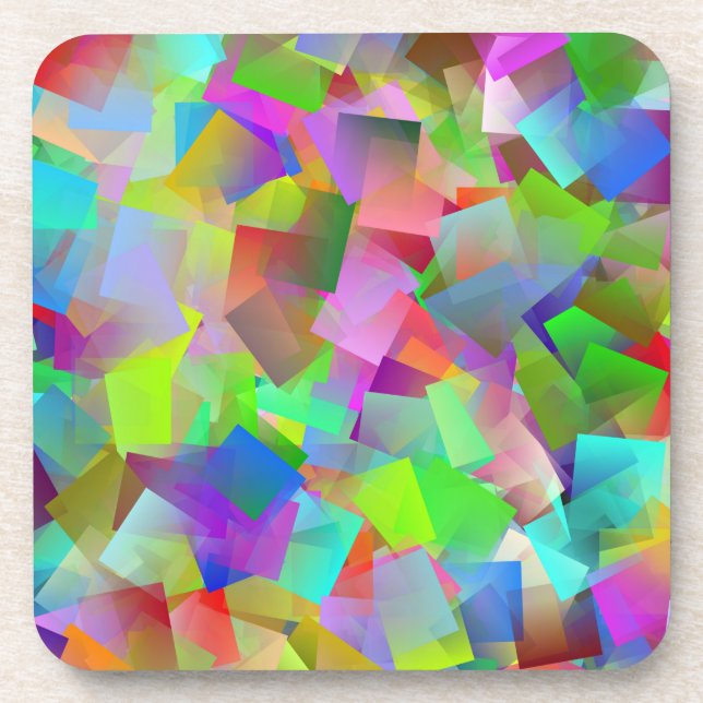 Posavasos conjunto de escoria de cuadrados de neón (Frente)