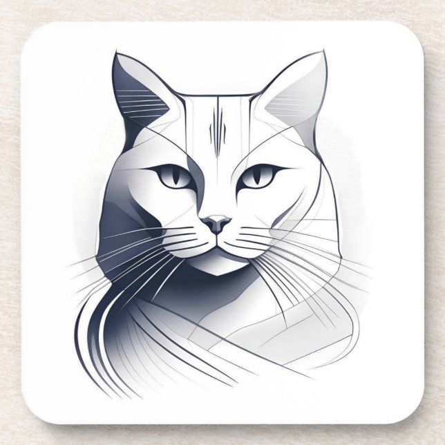 Posavasos Conjunto de escoria de gato blanco Art Deco (Frente)