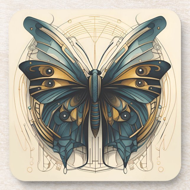 Posavasos Conjunto de escoria de mariposa Art Deco (Frente)