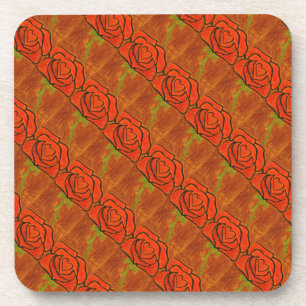 Posavasos Conjunto de escoria floral "Rosa del corazón #6 de