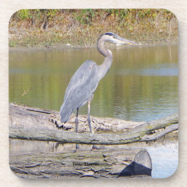 Posavasos Conjunto de garza azul de 6 castras plásticas