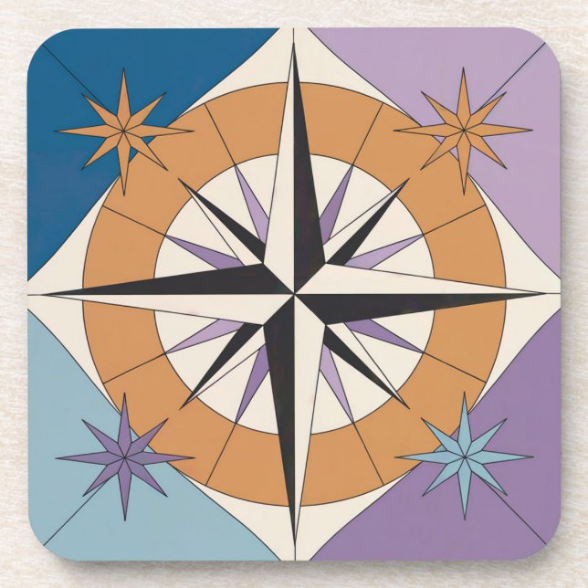 Posavasos Conjunto de la cubeta del MCM Rosa de brújula (Frente)